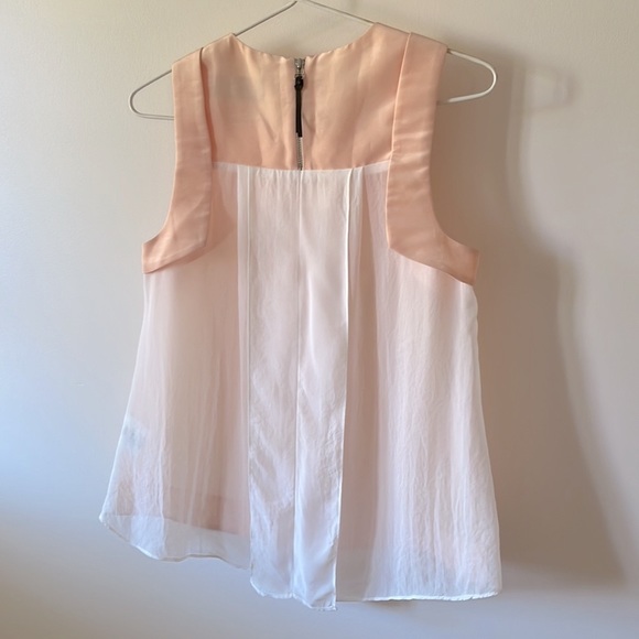 CUE Peach White High Neck Sheer Back Sleeveless Tank Top Blouse - Picture 4 of 13